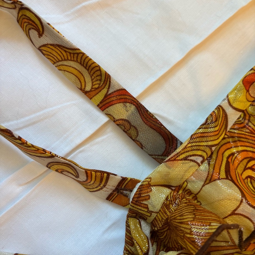 Anna Sui Silk Cocktail Dress, Gold, Size 4 💛 Two-Way Strapless or Babydoll - Picture 12 of 13